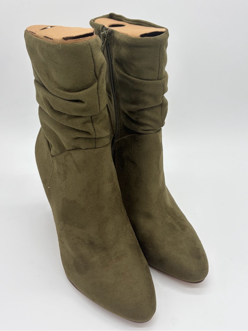 Jessica Simpson Olive Suede Wedge Ankle Boots New without Box